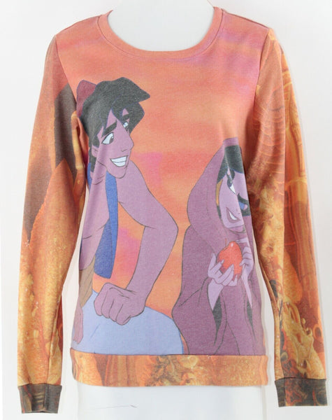 Disney Aladdin M Orange Purple Multi Polyester Cotton Knit Top