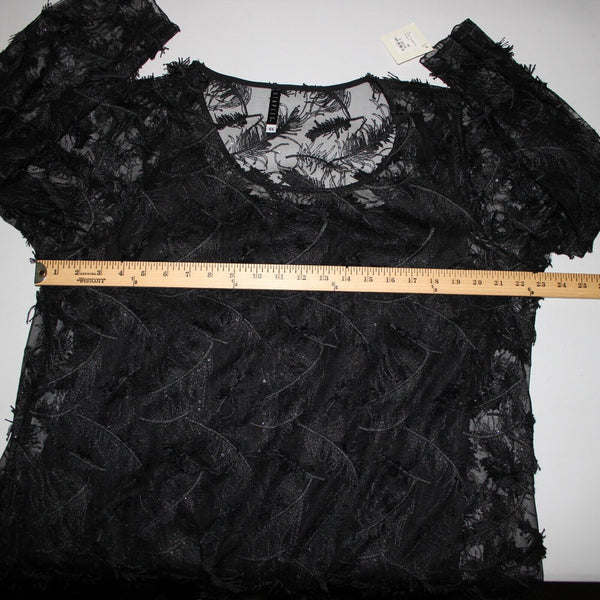 Staples NEW $240 Sz 4X Black Under Dress Fancy Flower Tunic 100% Polyester Dress