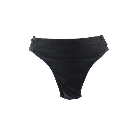 California Waves NEW $24 Sz S Black Polyester Nylon Blend Ruch Bikini Bottom