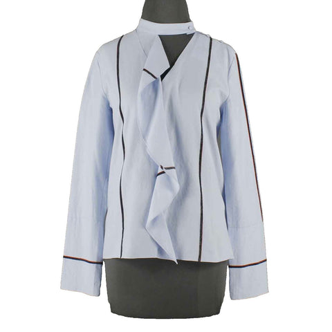 Derek Lam NEW $365 Sz 4 Light Blue Navy Orange Stripes 100% Cotton Top