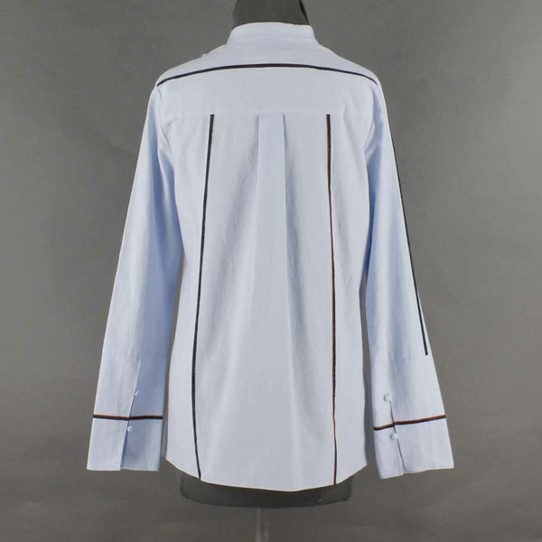 Derek Lam NEW $365 Sz 4 Light Blue Navy Orange Stripes 100% Cotton Top