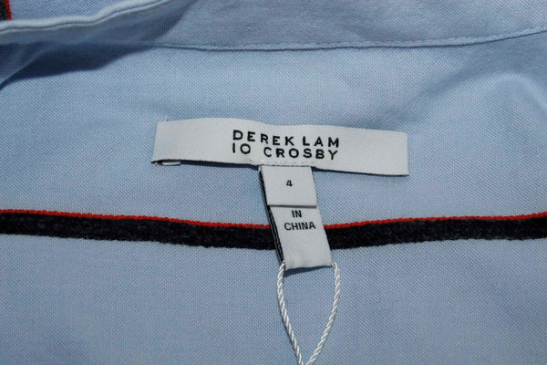 Derek Lam NEW $365 Sz 4 Light Blue Navy Orange Stripes 100% Cotton Top