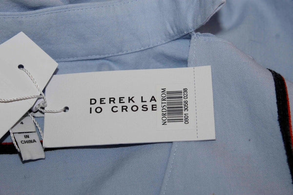 Derek Lam NEW $365 Sz 4 Light Blue Navy Orange Stripes 100% Cotton Top