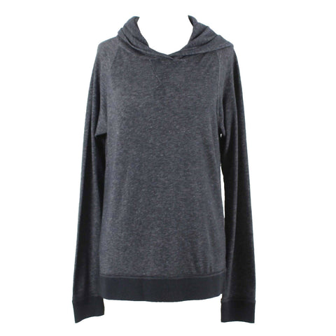 J Crew Sz M Charcoal Pullover Hooded Cotton Blend Sweater