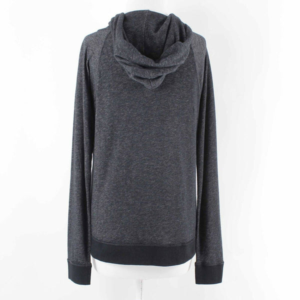J Crew Sz M Charcoal Pullover Hooded Cotton Blend Sweater