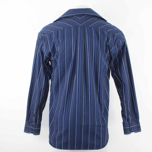 Tommy Hilfiger Sz M Navy Blue Striped 80's 2 Ply 100% Cotton Men's Shirt