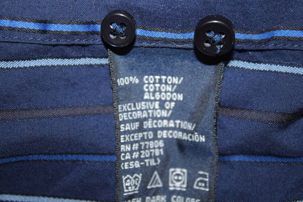 Tommy Hilfiger Sz M Navy Blue Striped 80's 2 Ply 100% Cotton Men's Shirt