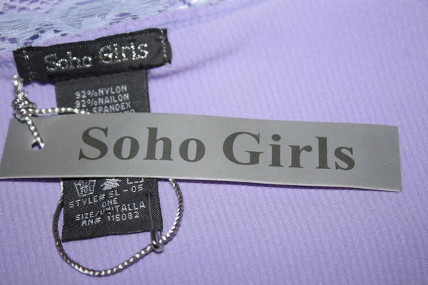 Soho Girls NEW OS Lavender Lace Trim Textured Nylon Spandex Top