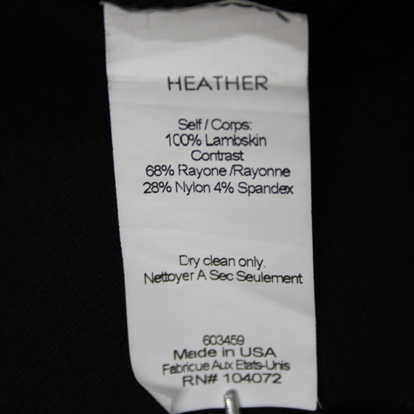 Heather Sz S Black Mixed Media Lamb Skin Contrast Rayon Nylon Spandex Skirt