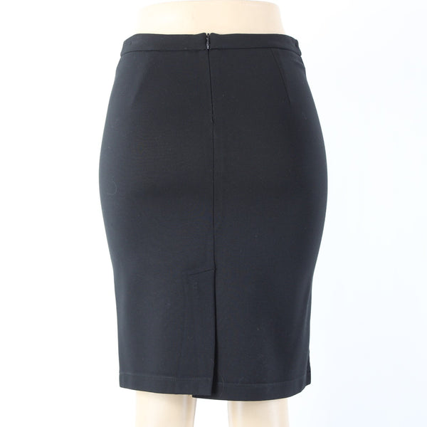 Heather Sz S Black Mixed Media Lamb Skin Contrast Rayon Nylon Spandex Skirt