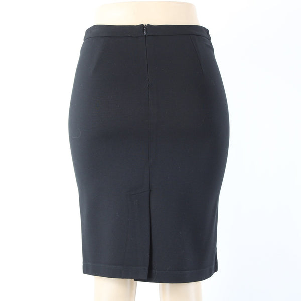 Heather Sz S Black Mixed Media Lamb Skin Contrast Rayon Nylon Spandex Skirt