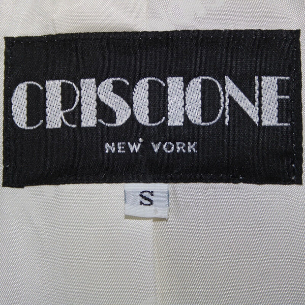 Criscione Sz S Cream White Rhinestones Collar Lined Rayon Polymide AS IS Jacket