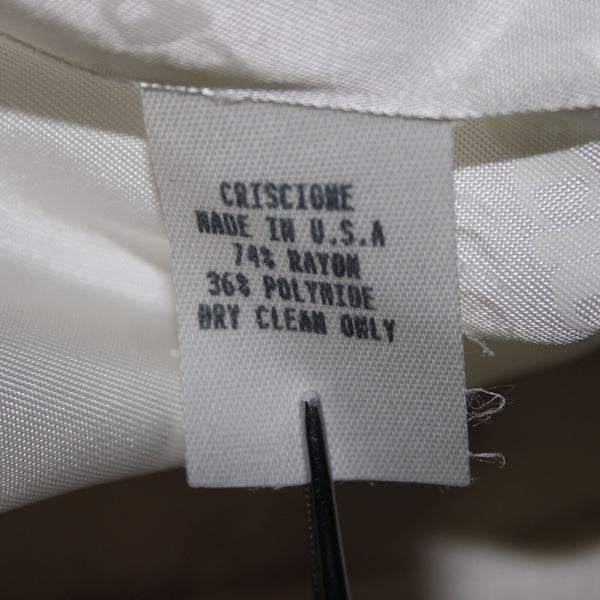 Criscione Sz S Cream White Rhinestones Collar Lined Rayon Polymide AS IS Jacket