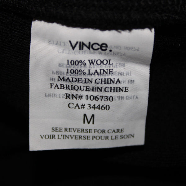 Vince Sz M Black Beaded Neck Pockets 100% Wool Knee Length Dress