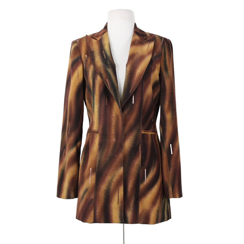 Alberto Makali Sz 4 Brown Multi Color Paillettes Collared Lined Dacron Jacket