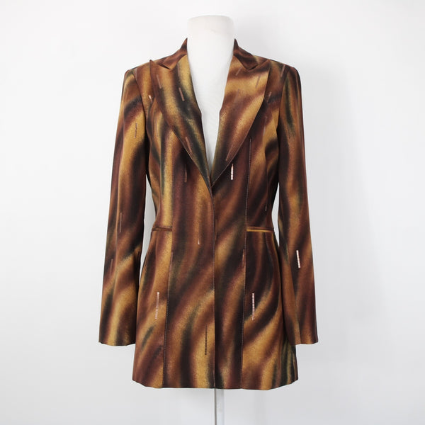 Alberto Makali Sz 4 Brown Multi Color Paillettes Collared Lined Dacron Jacket