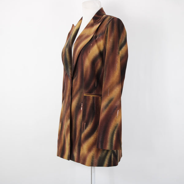 Alberto Makali Sz 4 Brown Multi Color Paillettes Collared Lined Dacron Jacket