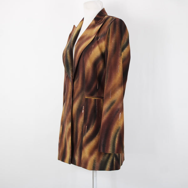 Alberto Makali Sz 4 Brown Multi Color Paillettes Collared Lined Dacron Jacket