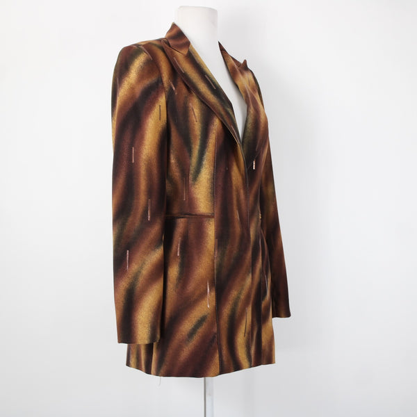 Alberto Makali Sz 4 Brown Multi Color Paillettes Collared Lined Dacron Jacket