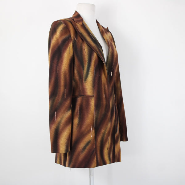 Alberto Makali Sz 4 Brown Multi Color Paillettes Collared Lined Dacron Jacket