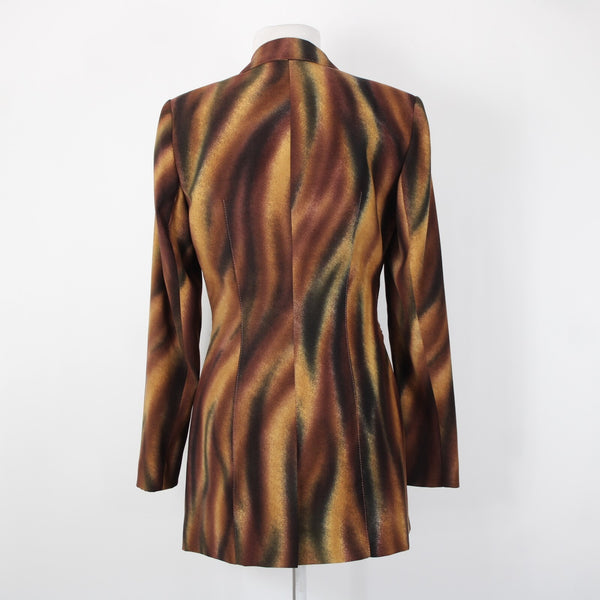 Alberto Makali Sz 4 Brown Multi Color Paillettes Collared Lined Dacron Jacket