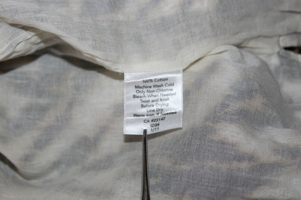 Talbots Sz 6P White Black Tan Animal Print Inset Collar 100% Cotton Top