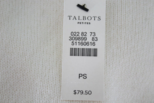 Talbots NEW $80 Sz SP Ivory Split Sides Cotton Polyamide Cashmere Sweater