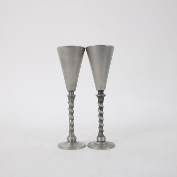 Havstad Tinn Glasses Silver Fine Pewter Twist Stems 6.25" Goblets
