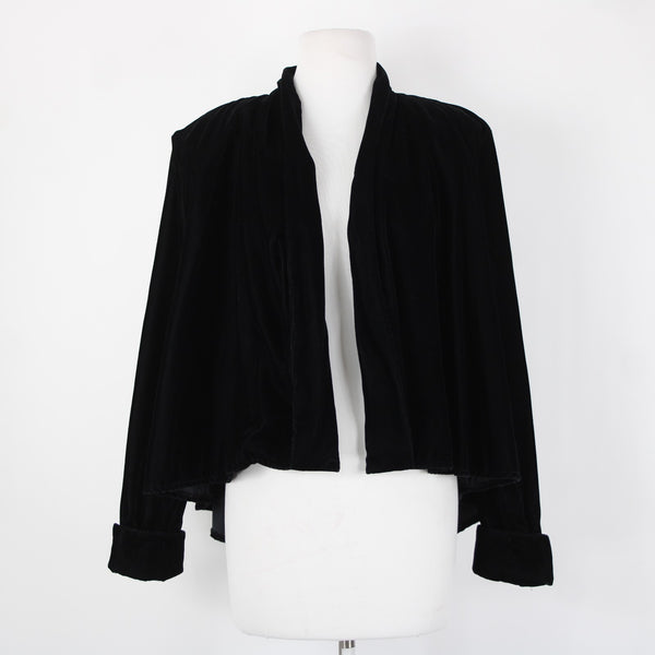 Roberta Vintage NEW $82 Sz L Black Velvet Acetate Nylon Shoulder Pad Jacket