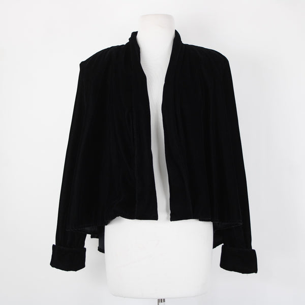 Roberta Vintage NEW $82 Sz L Black Velvet Acetate Nylon Shoulder Pad Jacket