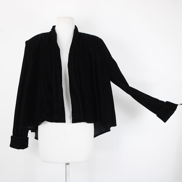Roberta Vintage NEW $82 Sz L Black Velvet Acetate Nylon Shoulder Pad Jacket