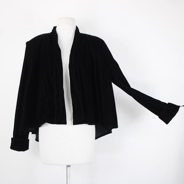 Roberta Vintage NEW $82 Sz L Black Velvet Acetate Nylon Shoulder Pad Jacket