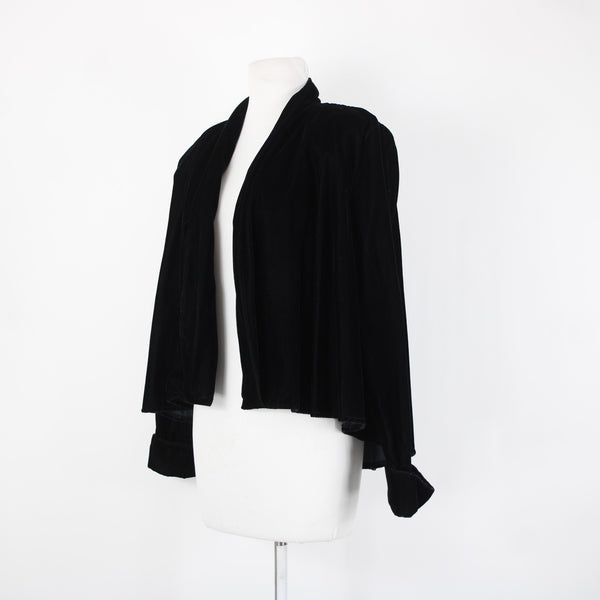 Roberta Vintage NEW $82 Sz L Black Velvet Acetate Nylon Shoulder Pad Jacket