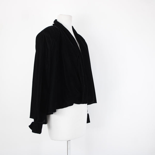 Roberta Vintage NEW $82 Sz L Black Velvet Acetate Nylon Shoulder Pad Jacket