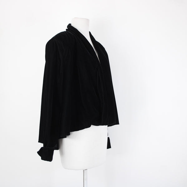 Roberta Vintage NEW $82 Sz L Black Velvet Acetate Nylon Shoulder Pad Jacket