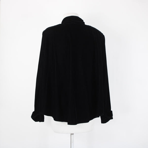 Roberta Vintage NEW $82 Sz L Black Velvet Acetate Nylon Shoulder Pad Jacket