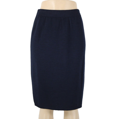 St John? Sz 6 Navy Blue Elastic Waist Santana Knit Knee Length Skirt