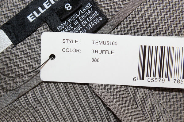 Ellen Tracy New $298 Sz 8 Truffle Taupe Black Mini Herringbone Trouser Pant