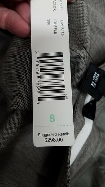 Ellen Tracy New $298 Sz 8 Truffle Taupe Black Mini Herringbone Trouser Pant