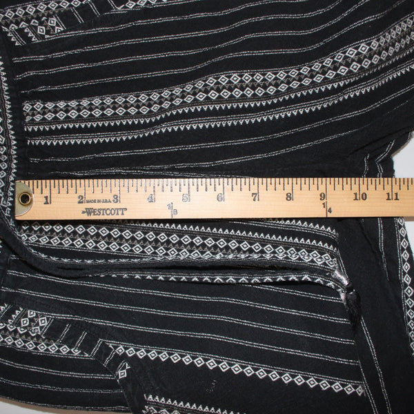 Anthropologie Pant Sz XS x 27 Black White Pockets Elastic Waist Cotton Viscose