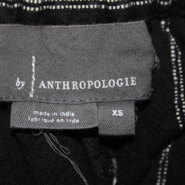 Anthropologie Pant Sz XS x 27 Black White Pockets Elastic Waist Cotton Viscose