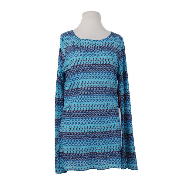 Moving Comfort Top NEW Sz L Blue Aqua Open Knit 100% Nylon Top