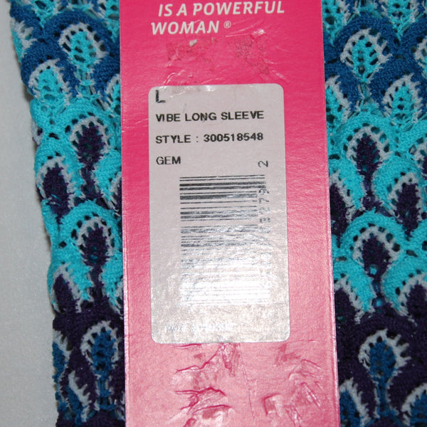 Moving Comfort Top NEW Sz L Blue Aqua Open Knit 100% Nylon Top