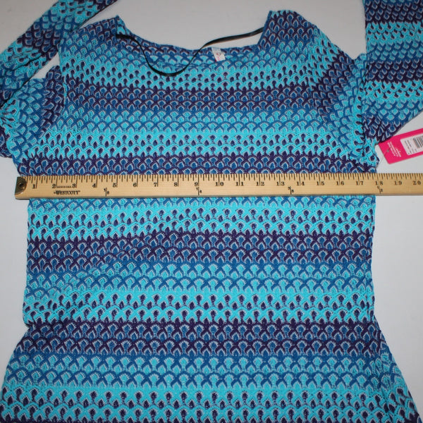 Moving Comfort Top NEW Sz L Blue Aqua Open Knit 100% Nylon Top