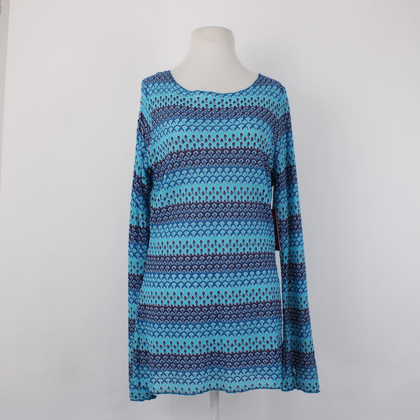 Moving Comfort Top NEW Sz L Blue Aqua Open Knit 100% Nylon Top