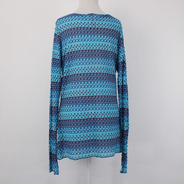 Moving Comfort Top NEW Sz L Blue Aqua Open Knit 100% Nylon Top