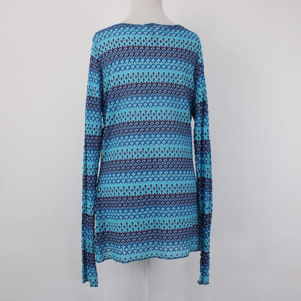 Moving Comfort Top NEW Sz L Blue Aqua Open Knit 100% Nylon Top