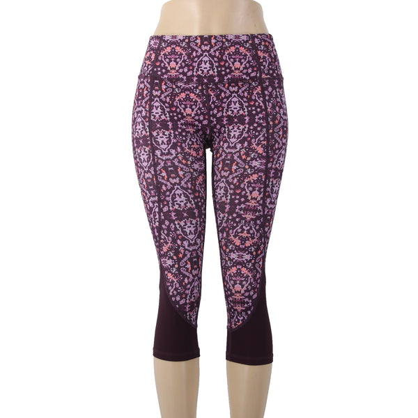 Apana AW Pant Sz S x 20 Purple Multi Colored Pull On Knee Length Poly Spandex