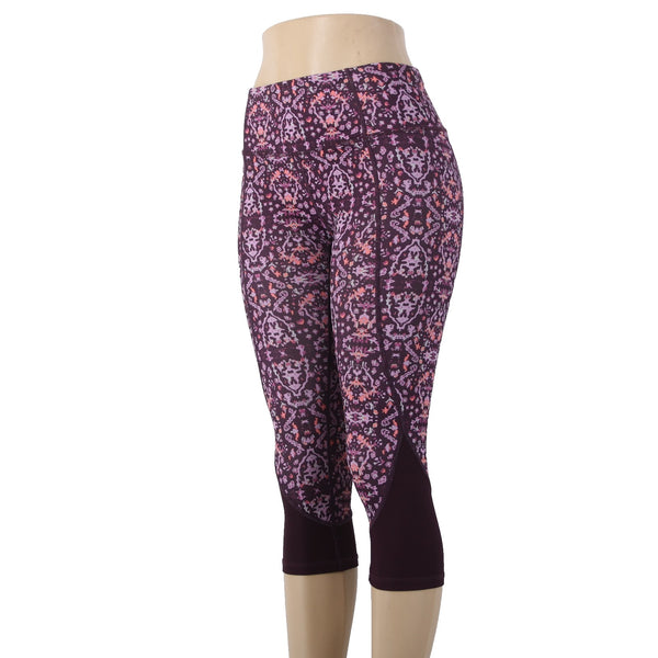 Apana AW Pant Sz S x 20 Purple Multi Colored Pull On Knee Length Poly Spandex