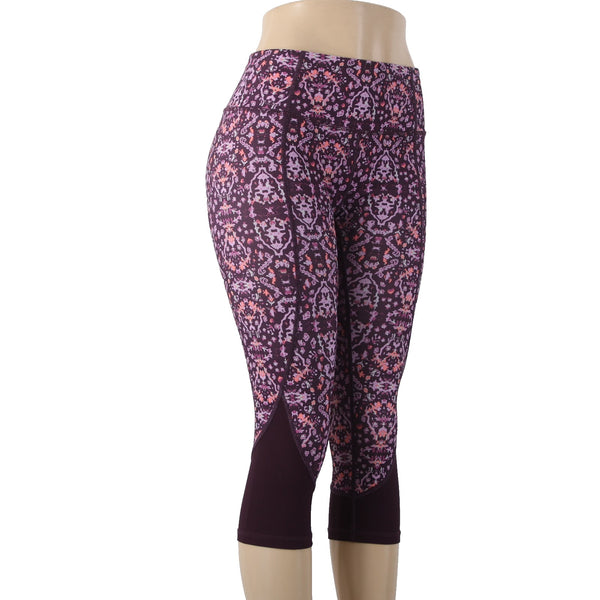 Apana AW Pant Sz S x 20 Purple Multi Colored Pull On Knee Length Poly Spandex
